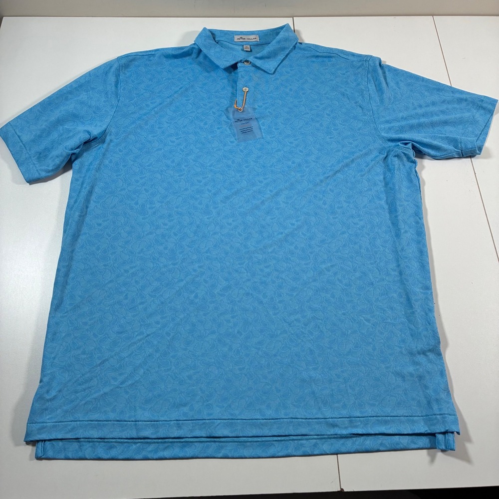 NEW Peter Millar Polo Shirt XL Crown Sport Paisley Jacquard Performance AOP - Picture 2 of 9